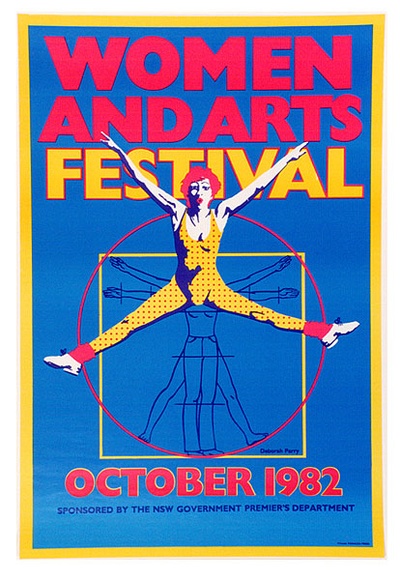Artist: b'Parry, Deborah.' | Title: b'Woman and Arts Festival, October 1982 (2 of 2)' | Date: 1982 | Technique: b'offset-lithograph, printed in colour, from multiple plates' Artist: b'Parry, Deborah.' | Title: b'Woman and Arts Festival, October 1982 (2 of 2)' | Date: 1982 | Technique: b'offset-lithograph, printed in colour, from multiple plates'