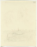 Artist: b'BOYD, Arthur' | Title: b'Flying figure and landscape.' | Date: 1960-70 | Technique: b'transfer drawing' | Copyright: b'Reproduced with permission of Bundanon Trust'