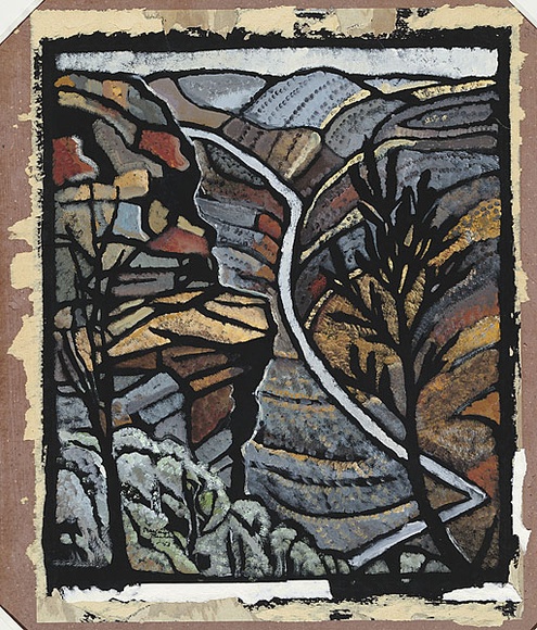 Artist: b'PRESTON, Margaret' | Title: b'Shoalhaven Gorge, N.S.W.' | Date: 1953 | Technique: b'stencil, printed in colour, from one hand-cut paper stencil' | Copyright: b'\xc2\xa9 Margaret Preston. Licensed by VISCOPY, Australia' Artist: b'PRESTON, Margaret' | Title: b'Shoalhaven Gorge, N.S.W.' | Date: 1953 | Technique: b'stencil, printed in colour, from one hand-cut paper stencil' | Copyright: b'\xc2\xa9 Margaret Preston. Licensed by VISCOPY, Australia'