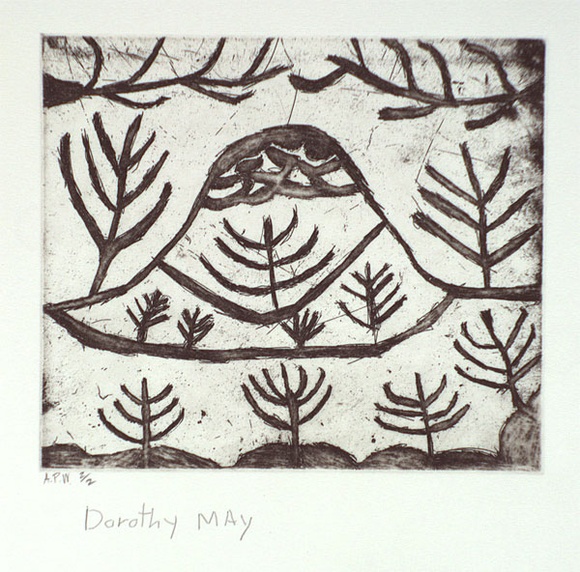 Artist: b'May, Dorothy.' | Title: b'not titled [plant forms]' | Date: 1997, February | Technique: b'etching, scraping and burnishing, printed in black ink, from one plate'
