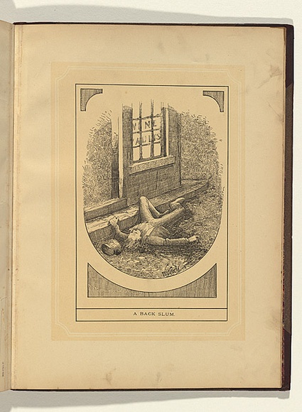 Artist: b'Whitelocke, Nelson P.' | Title: b'A back slum.' | Date: 1885 | Technique: b'lithograph, printed in colour, from two stones' Artist: b'Whitelocke, Nelson P.' | Title: b'A back slum.' | Date: 1885 | Technique: b'lithograph, printed in colour, from two stones'