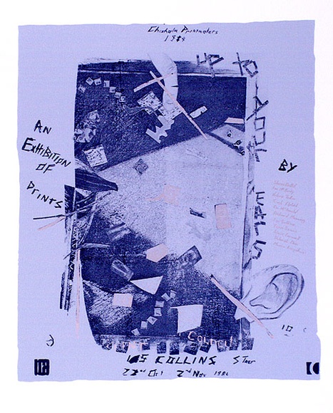 Artist: b'Chisholm Students.' | Title: b'Exhibition poster: Up to your ears.' | Date: c.1980 | Technique: b'screenprint, printed in colour, from multiple stencils' Artist: b'Chisholm Students.' | Title: b'Exhibition poster: Up to your ears.' | Date: c.1980 | Technique: b'screenprint, printed in colour, from multiple stencils'
