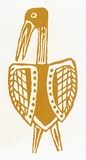 Artist: Artist unknown | Title: Standing bird | Date: 1970s | Technique: screenprint, printed in colour, from multiple stencils