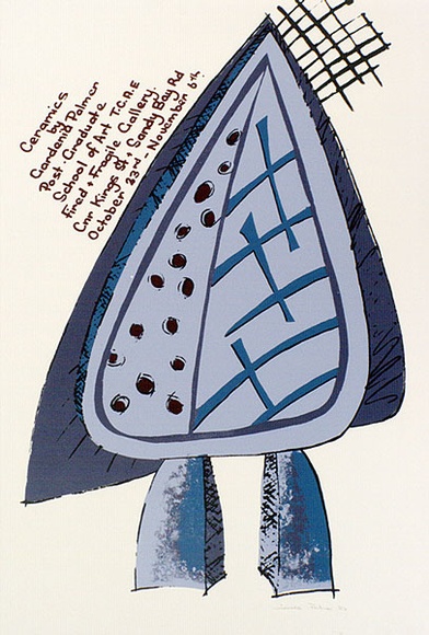 Artist: b'Palmer, Gardenia.' | Title: b'Exhibition poster: ceramics by Gardenia Palmer' | Date: 1983 | Technique: b'screenprint, printed in colour, from multiple stencils' Artist: b'Palmer, Gardenia.' | Title: b'Exhibition poster: ceramics by Gardenia Palmer' | Date: 1983 | Technique: b'screenprint, printed in colour, from multiple stencils'