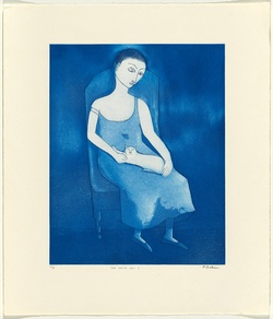 Artist: Dickerson, Robert. | Title: The white cat I. | Date: 1995 | Technique: etching, printed in azure ink, from one zinc plate