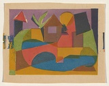 Title: The red bridge | Date: c. 1955 | Technique: screenprint, printed in colour, from multiple stencils