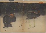 Artist: Rede, Geraldine. | Title: not titled [four rabbits and grass] [part image] | Date: 1905 | Technique: woodcut, printed in black ink in the Japanese manner, from two blocks