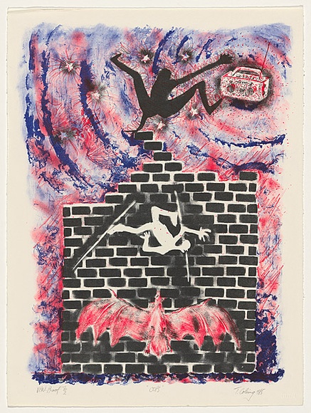 Artist: b'COLEING, Tony' | Title: b'Oops' | Date: 1985 | Technique: b'lithograph, printed in colour, from three stones' Artist: b'COLEING, Tony' | Title: b'Oops' | Date: 1985 | Technique: b'lithograph, printed in colour, from three stones'