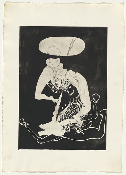 Artist: b'BOYD, Arthur' | Title: b'Variant (with oval hole/reflection).' | Date: 1973-74 | Technique: b'etching, printed in black ink, from one plate' | Copyright: b'Reproduced with permission of Bundanon Trust' Artist: b'BOYD, Arthur' | Title: b'Variant (with oval hole/reflection).' | Date: 1973-74 | Technique: b'etching, printed in black ink, from one plate' | Copyright: b'Reproduced with permission of Bundanon Trust'