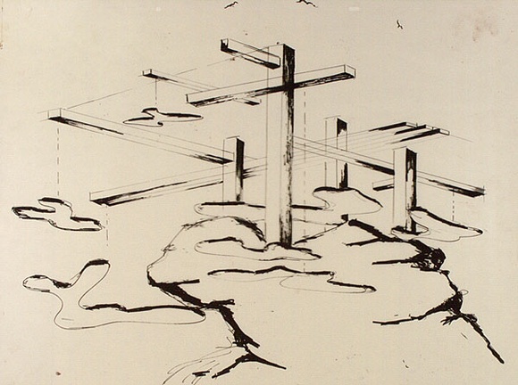 Artist: b'COLEING, Tony' | Title: bPositive of drawing for 'to do with blue' sculpture. | Date: (1975) | Technique: b'photographic positive' Artist: b'COLEING, Tony' | Title: bPositive of drawing for 'to do with blue' sculpture. | Date: (1975) | Technique: b'photographic positive'