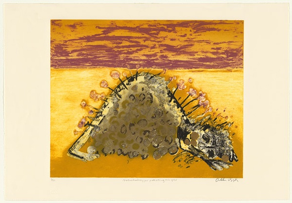 Artist: b'BOYD, Arthur' | Title: b'Nebuchadnezzar protecting his gold.' | Date: 1990 | Technique: b'collograph, printed in colour, from multiple plates' | Copyright: bArthur Boyd's work reproduced with the permission of Bundanon Trust Artist: b'BOYD, Arthur' | Title: b'Nebuchadnezzar protecting his gold.' | Date: 1990 | Technique: b'collograph, printed in colour, from multiple plates' | Copyright: bArthur Boyd's work reproduced with the permission of Bundanon Trust