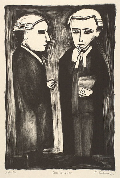 Artist: b'Dickerson, Robert.' | Title: b'Consideration' | Date: 1990 | Technique: b'lithograph, printed in black ink, from one stone' Artist: b'Dickerson, Robert.' | Title: b'Consideration' | Date: 1990 | Technique: b'lithograph, printed in black ink, from one stone'