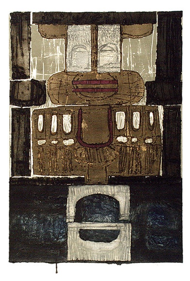 Artist: b'Kok Wee, Tay.' | Title: b'Door of the West Chamber' | Date: 1967 | Technique: b'etching, printed in colour, from multiple plates' Artist: b'Kok Wee, Tay.' | Title: b'Door of the West Chamber' | Date: 1967 | Technique: b'etching, printed in colour, from multiple plates'