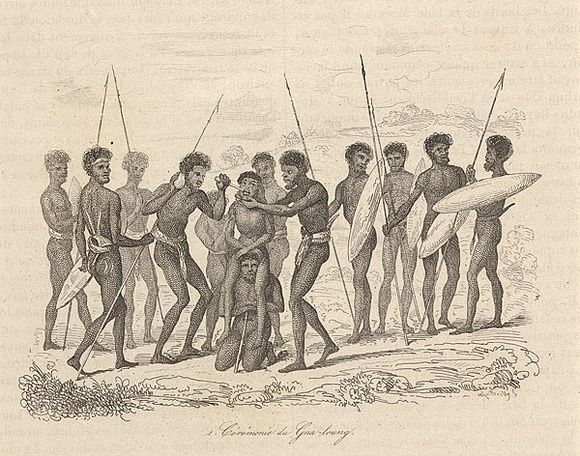 Title: b'C\xc3\xa9r\xc3\xa9monie du Gna-loung. [Ceremony of the Gna-loung]' | Date: 1835 | Technique: b'engraving, printed in black ink, from one steel plate'