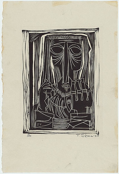 Artist: b'Zikaras, Teisutis.' | Title: b'One of the three wise men.' | Date: 1958 | Technique: b'linocut, printed in black ink, from one block' Artist: b'Zikaras, Teisutis.' | Title: b'One of the three wise men.' | Date: 1958 | Technique: b'linocut, printed in black ink, from one block'