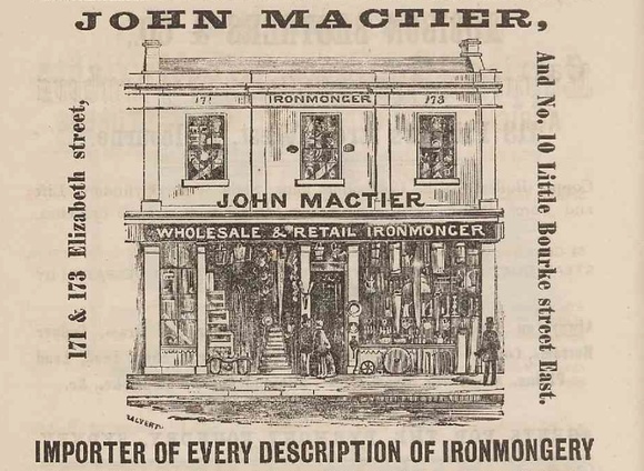 Artist: Calvert, Samuel. | Title: Advertisement: John Mactier. Wholesale & Retail Ironmonger.