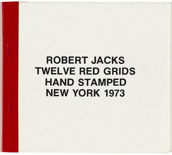 Artist: b'JACKS, Robert' | Title: b'Twelve red grids hand stamped New York 1973' | Date: 1973 | Technique: b'rubber stamps, printed in red; red pressure sensitive tape'