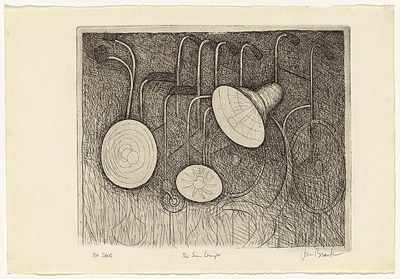 Artist: b'Brack, John.' | Title: b'The sun lamps.' | Date: 1966 | Technique: b'etching, printed in black ink, from one copper plate' | Copyright: b'\xc2\xa9 Helen Brack' Artist: b'Brack, John.' | Title: b'The sun lamps.' | Date: 1966 | Technique: b'etching, printed in black ink, from one copper plate' | Copyright: b'\xc2\xa9 Helen Brack'