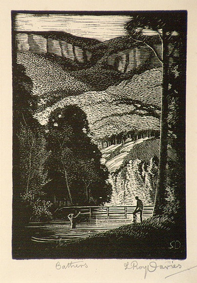 Artist: b'Davies, L. Roy.' | Title: b'Bathers.' | Date: 1924 | Technique: b'wood-engraving, printed in black ink, from one block' | Copyright: b'\xc2\xa9 The Estate of L. Roy Davies' Artist: b'Davies, L. Roy.' | Title: b'Bathers.' | Date: 1924 | Technique: b'wood-engraving, printed in black ink, from one block' | Copyright: b'\xc2\xa9 The Estate of L. Roy Davies'