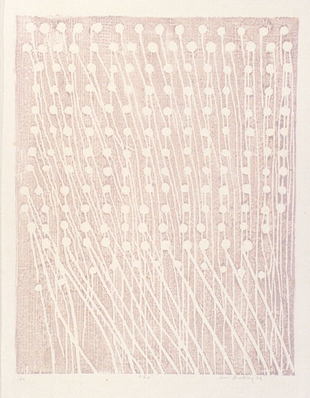 Artist: b'Buckley, Sue.' | Title: b'Echo.' | Date: 1969 | Technique: b'woodcut, printed in pink ink, from one block' | Copyright: b'This work appears on screen courtesy of Sue Buckley and her sister Jean Hanrahan' Artist: b'Buckley, Sue.' | Title: b'Echo.' | Date: 1969 | Technique: b'woodcut, printed in pink ink, from one block' | Copyright: b'This work appears on screen courtesy of Sue Buckley and her sister Jean Hanrahan'