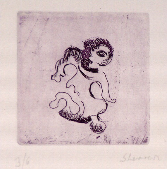 Artist: b'Shearer, Mitzi.' | Title: b'Indian dancer' | Date: 1982 | Technique: b'etching, printed in claret with plate-tone, from one  plate'