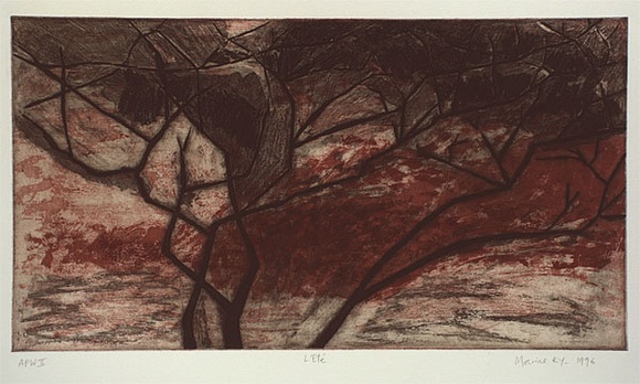 Artist: b'Ky, Marine.' | Title: bL'Et\xc3\xa9 (#2) | Date: 1996, August | Technique: b'etching and aquatint, printed in colour, from two plates' Artist: b'Ky, Marine.' | Title: bL'Et\xc3\xa9 (#2) | Date: 1996, August | Technique: b'etching and aquatint, printed in colour, from two plates'