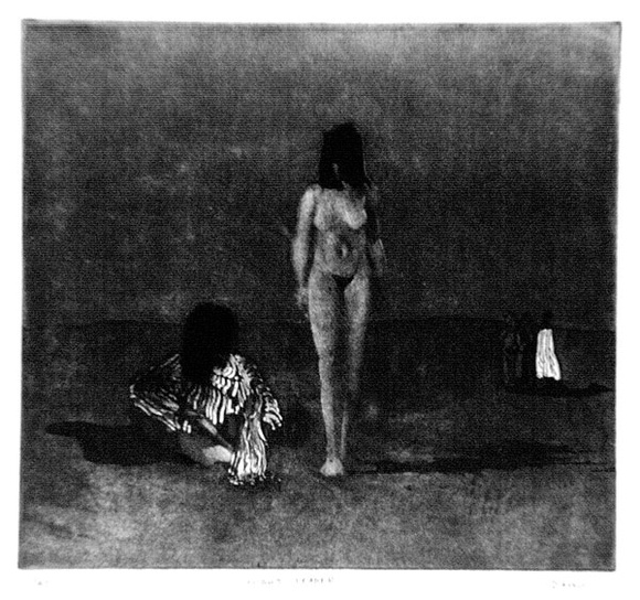 Artist: b'Daws, Lawrence.' | Title: b'Night trader.' | Date: 1978 | Technique: b'photo-etching and etching, printed in black ink, from one plate' | Copyright: b'\xc2\xa9 Lawrence Daws' Artist: b'Daws, Lawrence.' | Title: b'Night trader.' | Date: 1978 | Technique: b'photo-etching and etching, printed in black ink, from one plate' | Copyright: b'\xc2\xa9 Lawrence Daws'
