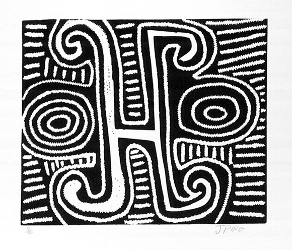 Artist: b'Pike, Jimmy.' | Title: b'Two men sleeping by two fires' | Date: 1985 | Technique: b'screenprint, printed in black ink, from one stencil' Artist: b'Pike, Jimmy.' | Title: b'Two men sleeping by two fires' | Date: 1985 | Technique: b'screenprint, printed in black ink, from one stencil'