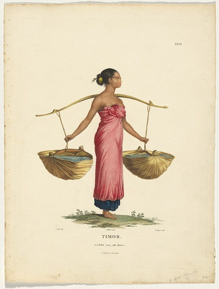 Title: b'Timor. Canda Jeune fille Malaise.' | Date: c.1807 | Technique: b'stipple-engraving, printed in colour, from one plate; hand-coloured'