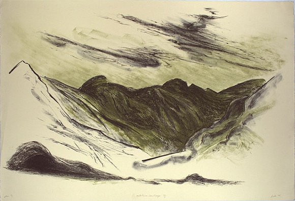 Artist: b'Trenfield, Wells.' | Title: b'Melaleuca Landscape VII' | Date: 1986 | Technique: b'lithograph, printed in colour, from four stones' Artist: b'Trenfield, Wells.' | Title: b'Melaleuca Landscape VII' | Date: 1986 | Technique: b'lithograph, printed in colour, from four stones'
