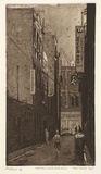 Artist: b'Irving, Tony.' | Title: b'Waratah Lane (Chinatown)' | Date: 1990 | Technique: b'etching and aquatint, printed in black/brown ink from one plate'